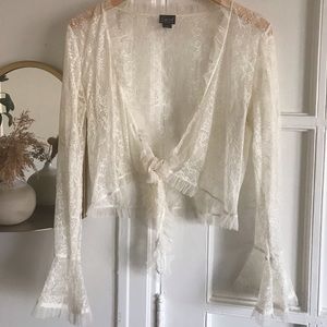 Cream Lace Open Wrap Top